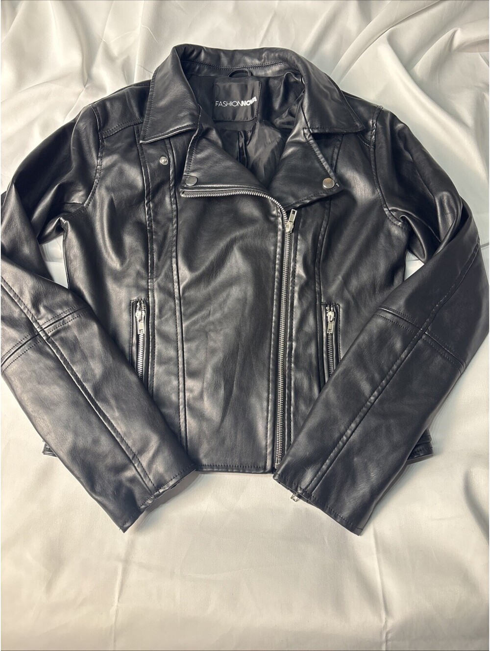 Fashion Nova Black Faux Leather Moto Jacket
